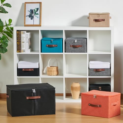 4PCS Storage Bins with Zipper Lids Decorative Lidded Basket Box - Image 7