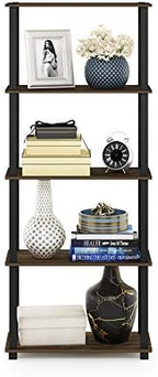 Furinno TURN-S-TUBE Book Shelf, 5-Tier Toolless Storage Shelves with Square Tubes, Shelving Unit for Organization and Storage for Living Room, Home Office, Columbia Walnut - Image 6