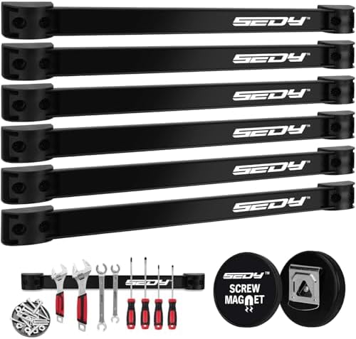 SEDY Magnetic Tool Holder Storage Organizer: 7-Piece Garage Wall Mount Rack Organization Strip Power Magnet Organizers Mounted Workbench Board Slatwall Van Hanger by SEDY