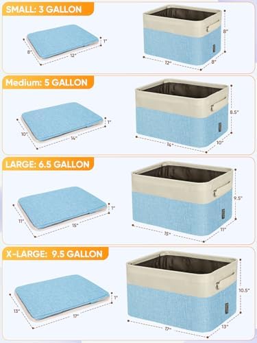BALEINE 2 Pack Fabric Closet Storage Bins for Shelves, Linen Closet Organizers and Storage, Decorative Baskets for Organizing, Shelf, Clothes, Home, Office (Skyblue, 17''x13''x10.5'') - Image 2