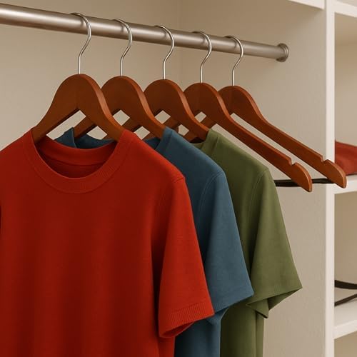 Honey-Can-Do No Slip Wooden Coat Hangers, Cherry Wood, 24-Pack - Image 3