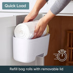 YouCopia DoorStash Garbage Bag Dispenser, Hanging Kitchen Cabinet Door Trash Bag Organizer with Removable Lid for Storage, Speckled White - Image 6