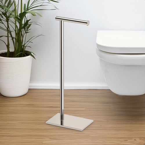 Gatco 1431PN Modern Rectangle Base Freestanding Toilet Paper Holder, 21.25", Polished Nickel with Weighted Base - Image 2