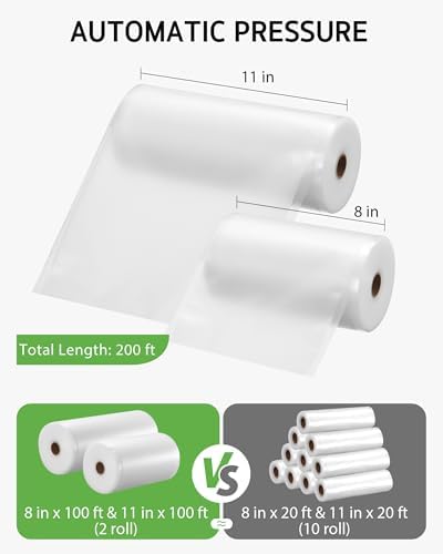 Syntus 11" x 100' and 8" x 100' Vacuum Sealer Bag for Food Roll with Cutter - Image 3