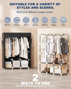 Mavivegue Portable Closet, 50 Inch Wardrobe Closet, Portable Closets for Hanging Clothes with 3 Hanging Rods and 6 Storage Shelves for Bedroom, Black - Image 6