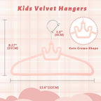 ManGotree 12.6" Kids Velvet Hangers Non-Slip Baby Hangers 48 Pack Pink - Image 3