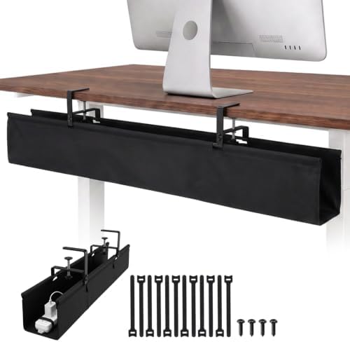 No Drill Under Desk Cable Management Tray, 48 Inch, Black by Keemute