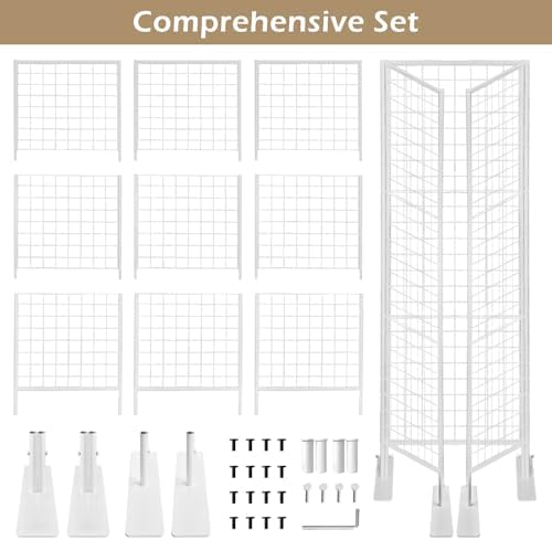 Room Divider Freestanding Gridwall, 3 Panel Folding Display Board Organizer with Base Feet, Privacy Screens Portable Freestanding Display Board Wire for Craft Shows Events Retail - Image 5