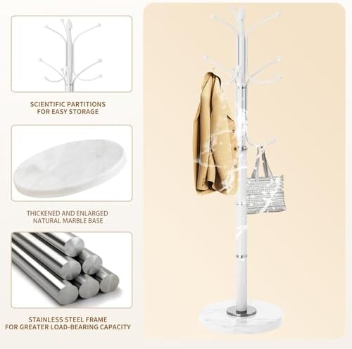 OIRUMIE Coat Rack,Coat Rack Freestanding with 12 Hooks for Entryway,Corner - Image 2