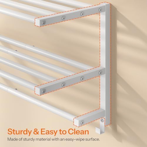 HOOBRO 23.8" Towel Rack for Bathroom, 3 Tier Towel Shelf with Tower Bars, Bathroom Storage Organizer for Towels and Toiletries, Towel Holder Wall Mounted with 2 Hooks, White WT08LB01 - Image 7