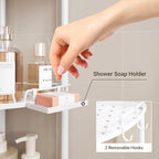ELYKEN Corner Shower Caddy Standing, 4 Tier Metal Shower Organizer, White - Image 3