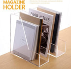 HeZone Magazine Holder, Clear Acrylic Desk Organizers, File Organizer for Desk, Magazine Rack- Desktop Book Storage -Independent Vertical 1 Space-2 Pack - Image 2
