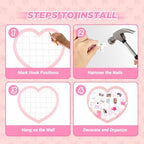 Pink Preppy Coquette Room Decor, Heart Shape Wire Wall Grid Panel for Photo Display Board and Wall Storage Organizer, Wall Decor for Teen Girls and Women Home Bedroom Living Room and Dorm - Image 6