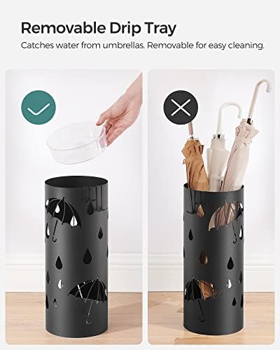SONGMICS Umbrella Stand, Steel Round Holder Rack, 6.7 x 6.7 x 16.1 Inches - Image 4
