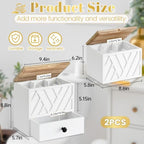 Tampon Holder for Bathroom Decor, Feminine Product Organizer with Lid and Drawer, Shark Week Tampon Storage, Wood Pad and Tampon Organizer for Toilet Organizer, Bathroom Accessories Box for Girl Stuff - Image 5