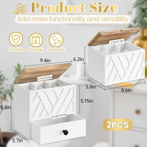 Tampon Holder for Bathroom Decor, Feminine Product Organizer with Lid and Drawer, Shark Week Tampon Storage, Wood Pad and Tampon Organizer for Toilet Organizer, Bathroom Accessories Box for Girl Stuff - Image 5