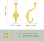 TUNNY Coat Hooks - 5 Pack Yellow Towel Hooks Robe Hooks Decorative Wall Hooks for Bathroom Bedroom Kitchen Towel Robe Clothes Cabinet Closet Bathroom Hardware - Image 3