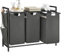 VASAGLE Laundry Hamper with Shelf, 3 Pull-Out Bags, 3 x 10.6 Gallons (40 L) by VASAGLEbySONGMICSHOME
