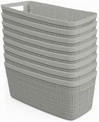 Curver Set of 8 Slim 6.8L Jute Decorative Plastic Organization and Storage Baskets - Perfect Bins for Home Office, Closet Shelves, Kitchen Pantry and All Bedroom Essentials, Grey by Unknown