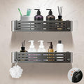 Lekesky Suction Cup Shower Caddy, No Drill Shower Shelf, Aluminum Rust Proof Bathroom Shower Organizer with 12 Hooks (2-Pack, Gunmetal Gray) by LEKESKY