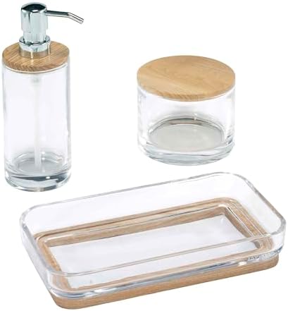 IZOD - Bathroom Set, Glass Lotion Pump, Vanity Tray & Covered Jar by IZOD