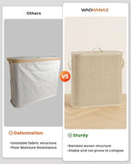 Bamboo Toilet Paper Storage Basket with Lid & Handle - 32L Large Capacity Handwoven Bathroom Organizer for 16 Rolls - Sturdy Stand Holder for Toilet Paper Organization, Light Natural - Image 6