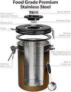 Veken Coffee Canister with Window, Airtight Stainless Steel Container,Date Tracker, Kitchen Food Storage Jars for Beans, Ground, Espresso, Rice,Tea,Sugar, Cereal, Gifts, Scoop,Copper, 22OZ (Pack of 2) - Image 5