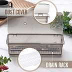 Remerry 6 Pcs Utensil Organizer with Lid, Flatware Tray Drainer, Grey - Image 2