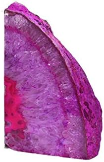 JIC Gem Dyed Pink Agate Geode Bookends Decorative for Shelves to Hold Books - Image 3