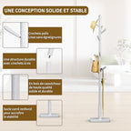 Solid Wood Square Base Coat Rack, Free Standing Hall Coat Tree with 8 Hooks（+2 spare for Coats, Hats, Bags, Purses, for Entryway, Hallway, Rubberwood Hooks,Base and Pole,(Square Base, White) - Image 3
