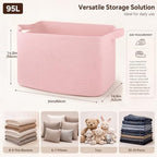 OIASKET 95L Extra Large Blanket Basket, 24" x 16.9" x 14.2" Woven Basket - Image 2