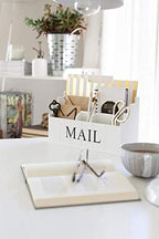 BLU MONACO | White Wooden Mail Organizer for Countertop | Standing File Organizer for Desk with 3 Tier Storage | Mail Sorter Organizer Countertop Rustic Office Kitchen - Image 4