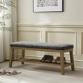 VKNOW Entryway Bench, Storage Shoe Bench with Rubberwood Legs, Black by VKNOW
