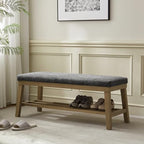 VKNOW Entryway Bench, Storage Shoe Bench with Rubberwood Legs, Black by VKNOW
