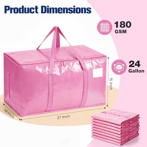 6 Pack Heavy Duty Waterproof Moving Bags, Foldable Totes - Image 2