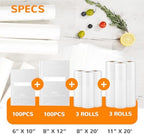 Wevac Vacuum Sealer Bags, Multiple Sizes, 200Pack Precut Bags, 6 Vac Rolls - Image 2