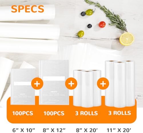 Wevac Vacuum Sealer Bags, Multiple Sizes, 200Pack Precut Bags, 6 Vac Rolls - Image 2
