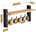 Sorbus Coat Rack Wall Mount with Shelf (Maple Wood, 16 Inch) - Image 3
