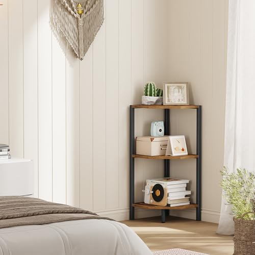 Creso hom Corner Shelf, 3-Tier Industrial Corner Bookshelf with Metal Frame - Image 5