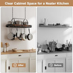 Hanging Pot Rack, 32-Inch Ceiling Pot Rack, 16 S Hooks, 100 lb Capacity - Image 7