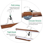 TOPIA HANGER 24 Pack Wooden Pants Hangers, Hair Extension Hangers Non Slip Skirt Hanger Wood Clamp with Velvet Padded 360° Swivel Hook for Jeans, Skirts, Trousers, Wigs Walnut CT68WA - Image 4