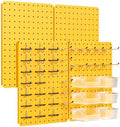 Pegboard Organizer Kit,4 Pack 14.76x10.82 in Metal Panels with 6 Bin,Yellow by PHXGrove