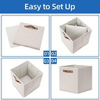 Temary Cube Storage Bins 12 Inch Storage Cubes 4PCs Fabric Organizer Bins Boxes with Handles, Sturdy Collapsible Closet Storage Organizer for Shelf, Bedroom, Cabinet (Beige, 12 x 12 x 12) - Image 7