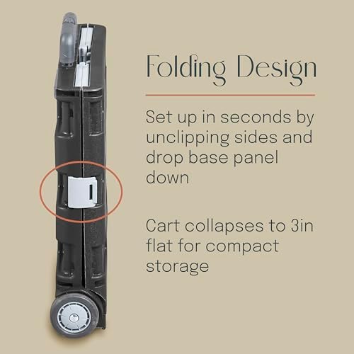 Folding Mobile Utility Cart, Canvas Organizer Bag, Blue/Grey - Image 5
