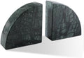Karibiber Marble Bookend for Shelves, Non-Skid Bookends for Heavy Books, Heavy Duty Book Stopper for CDs, Luxury Book Shelf Holder, Quarter Circle Design Book Ends Decorative, Indian Green, Set of 2 by Karibiber
