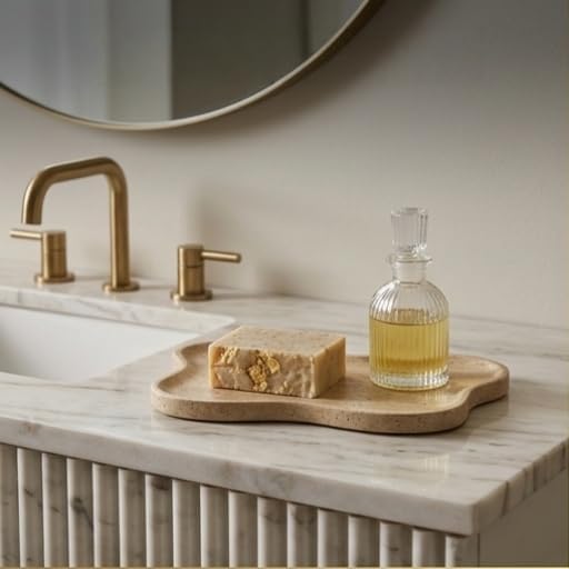 Cloud Shape 100% Natural Travertine Tray Luxury Travertine Vanity Organizer for Bathroom Kitchen Counter, Decorative Tray for Dresser Home Décor, 13.3x8.3x0.7 inches - Image 4