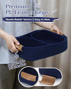 Sea Team Nesting Rectangular Woven Cotton Rope Storage Basket, 3-Pack - Image 3