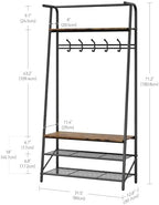 Jojoka 4-in-1 Entryway Coat Rack Hall Tree with Bench & Shoe Rack, Freestanding Storage for Hooks, 3-Tier Shoe Cabinet, Hanging Rod for Hallway, Front Door, Mudroom - Image 4