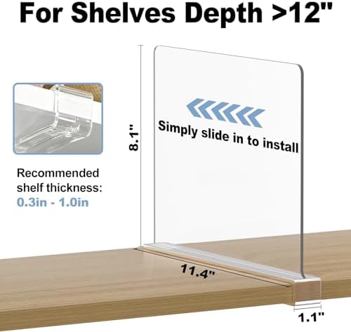 Purse Organizer for Closet Shelf Dividers: Clear Acrylic 12-Pack - Image 2