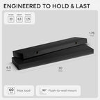 Homeforia 30 Inch Floating Shelves, High-End Solid Pine Wood, Set of 3 - Image 2